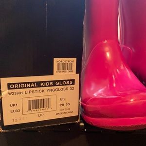 Lipstick Pink Gloss Hunter Boots KIDS UK1